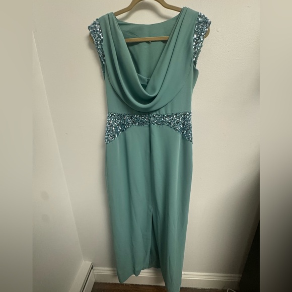 Pamella by Pamella Roland Teal/Green Embellished Long Dress/ Evening Gown - Picture 8 of 16